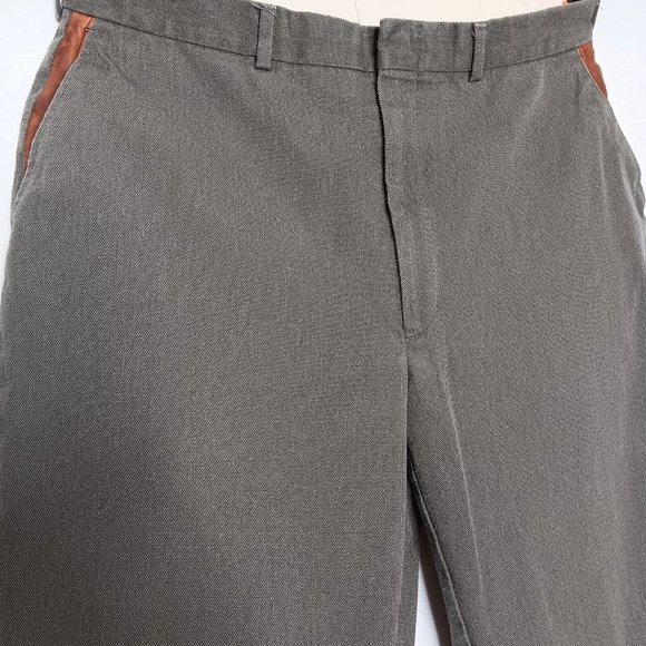 Vintage Orvis 34x29.5 Canvas Pants Leather Trim Sporting USA Made Green Hunting - Picture 6 of 16